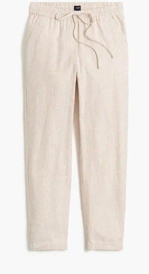 J.Crew Striped Linen-Cotton Blend Drawstring Pants Beige White AY192 Womens 6 thumbnail 1