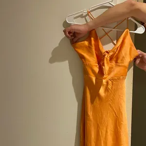 Hello molly orange satin midi party dress with spaghetti straps size M thumbnail 5