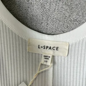 L*SPACE Jenna Ribbed Flowy Midi Dress‎ Cream Resortwear Beachy Minimalist LG New thumbnail 3