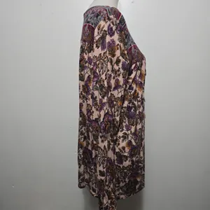 Hannah Blush Floral Tassel Tie Knit Blouse Size Large Bohemian Peasant thumbnail 4