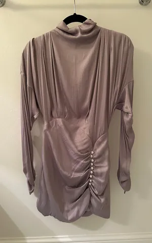 Elliatt Aristrocat Mini Asymmetrical Satin Dress Ash Lavender xs thumbnail 2