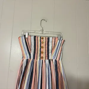 Free People Lilah Stripe Midi Dress Strapless Button Front Cotton Size S thumbnail 4