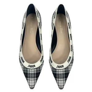 Christian Dior J'adior Embroider Tartan Print Pointed Toe Flats Size 39.5 thumbnail 4