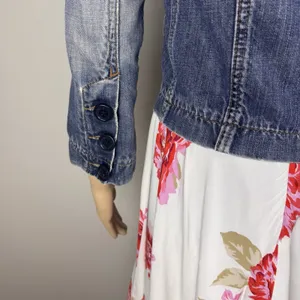 Abercrombie & Fitch Size Small‎ Blue Denim Jacket 3/4 Sleeves Button Up thumbnail 9