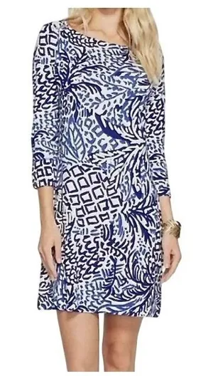 Lilly Pulitzer Sophie Shift Dress MEDIUM Home Slice Blue White 50+ UPF NEW‎ thumbnail 1