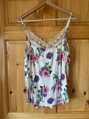 Linen Blend Self Esteem Floral V-neck Lace-Trim Cami size XL thumbnail 5