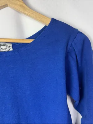 Bonjour Y2K Royal Blue Boat Neck Crop Long Sleeve Top M thumbnail 3