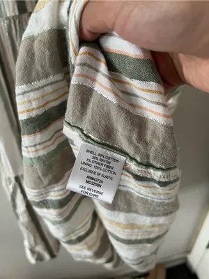 Green White Striped Cotton Tiered Button Up Maxi Dress Small Coastal Resort thumbnail 7
