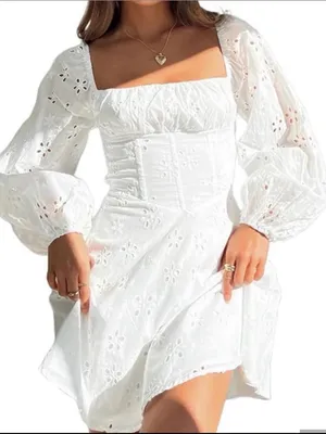 NWT princess Polly White cotton Eyelet Mini Dress,size 0 thumbnail 1