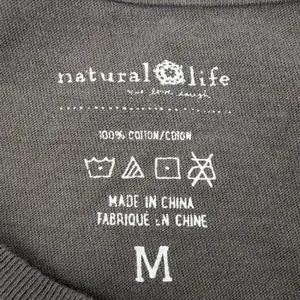 Natural Life Be Happy Floral Graphic Long Sleeve Tee Medium Charcoal Gray Boho thumbnail 6