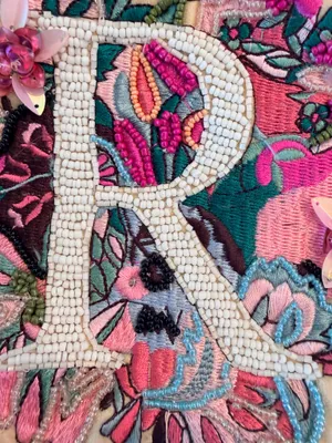 Anna Harlow Russo X Anthropologie | “R” velvet beaded bag thumbnail 4