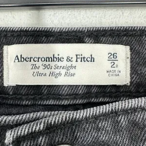 Abercrombie & Fitch Size 26 90s Straight Ultra High Rise Distressed Black Jeans thumbnail 3