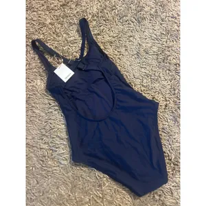 QUINCE Italian Cross Back One Piece Swimsuit NWT Deep Navy Blue Size Medium M thumbnail 4