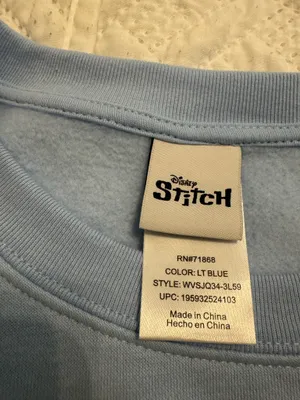 STITCH Disney Women Ohana Hawaii Blue Small Sweatshirt Embroidery thumbnail 6