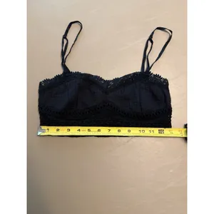 Free People Intimately Tallulah Bralette Black Crochet Lace Smocked Top Small thumbnail 2