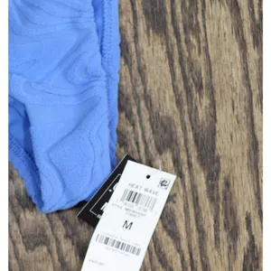 NWT Bar III Textured Shirred-Side Bikini Swim Bottom MBHW24550 Cobalt Blue M thumbnail 4
