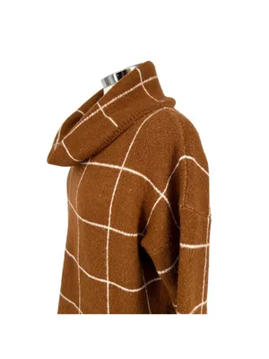 Lumière Windowpane Cowl Neck Sweater Brown Size Medium thumbnail 5