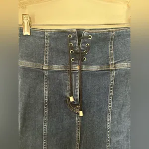 Free People Denim Lace Up Mini Skirt Blue Women’s Size 0 NWT thumbnail 5