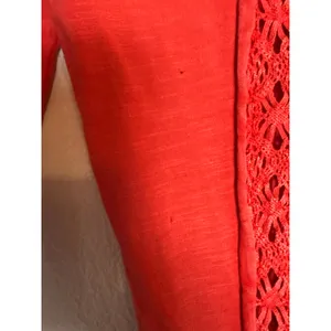 Free People Truly Madly Red Crochet Lace 3/4 Sleeve Boho Cotton Top Size Small thumbnail 10