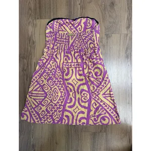 Hinano Tahiti Strapless Mini Tropical Dress Hawaiian Tahitian Purple Yellow thumbnail 2