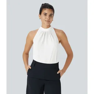 Halara High Neck Ivory Chiffon Lightweight Sleeveless Blouse Top‎ M NWT thumbnail 7