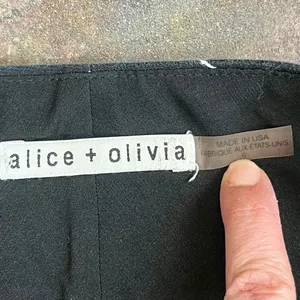 Alice + Olivia Black White Pinstripe Ankle Zip Pants 6 thumbnail 3