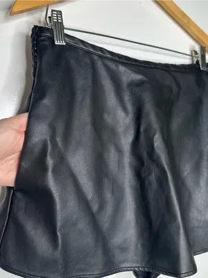 We The Free Free People Paradise Found Faux Leather Skort Black Size Large thumbnail 6