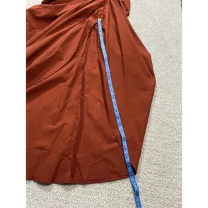 PRETTYLITTLETHING Rust Satin Strapless Ruched Side Slit Midi Dress Size 6 thumbnail 16