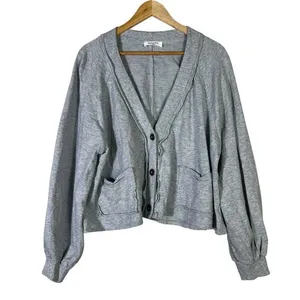 Zenana Oversized Cardigan‎ Womens 1X Gray Button Down Pockets Cozy Minimalist thumbnail 2