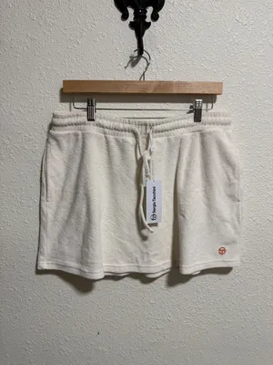 Sergio Tacchini Cream Terry Cloth‎ Mini Skirt Womens Medium Drawstring Waist NEW thumbnail 4