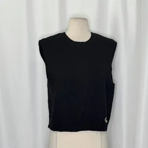 COACH Crewneck Sweater Vest Black Embroidered Organic Cotton Wool Cashmere Large thumbnail 3