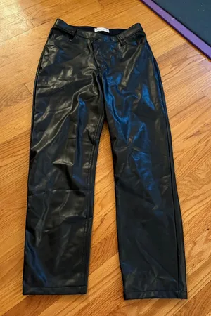 Abercrombie & Fitch Vegan Leather Pants Black 8 Straight Leg Night Out Edgy thumbnail 1