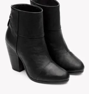 rag & bone Newbury Women’s Black Leather Ankle Boots with Block Heel thumbnail 1