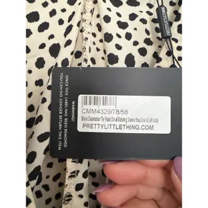 PrettyLittleThing Stone Dalmatian Tie Waist Batwing Sleeve Maxi Dress USA 6 NWT thumbnail 8