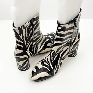 ASOS Designs Faux Leather Zebra Print Side Zip Chunky Heel Chelsea Boots Size 6 thumbnail 1