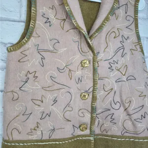 Vintage IVY Wool Blend Embroidered Blanket Vest Shawl Collar Boho Artsy Fall S thumbnail 3