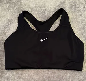 Nike Women's Black Sports Bra with White Logo thumbnail 1