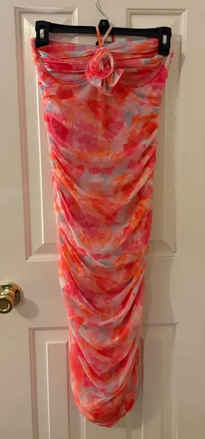 ZARA Strapless Floral Dress thumbnail 1