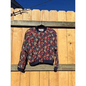 Karen Scott Vintage Floral Button Top Shirt‎ Large cottage Blue Red Winter Fall thumbnail 3