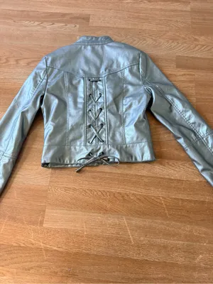 therapy Silver Metallic Faux Leather Varsity Jacket thumbnail 3