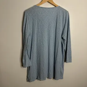 Talbots Cotton Tunic Beaded Neckline White/Blue Striped Large‎ Coastal Casual thumbnail 4