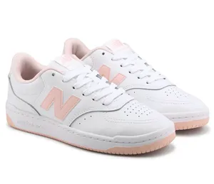 New Balance BB80 Low-Top Leather Sneakers, White/Pink Rose, Size 10/EU41.5 thumbnail 10