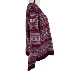 Croft & Barrow X-Large Sweater Fair Isle Crew Neck Long Sleeve Pullover Berry thumbnail 3