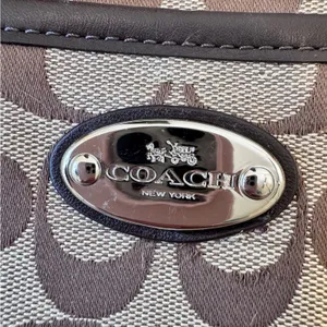 Coach Brown Tan Signature Canvas Crossbody Bag Handbag Purse Leather Trim thumbnail 3