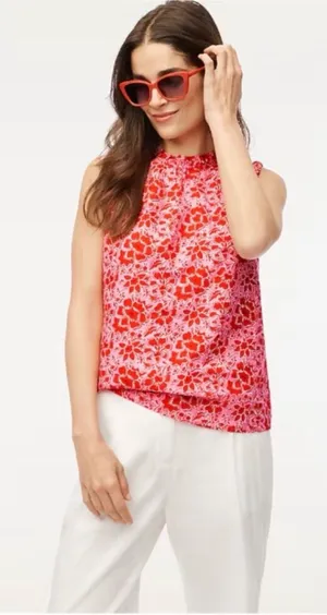 J.Crew Linen blend sleeveless ruffle top thumbnail 1