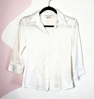 Zara Woman's Long Sleeve Button Down White Cotton‎ Size Medium Made In Italy thumbnail 1