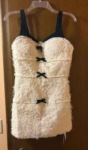 NWT white black bow mini dress thumbnail 1