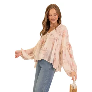 NEW With Tag Altar’d State Long Sleeve Floral Chiffon Top Blouse Shirt XS thumbnail 2