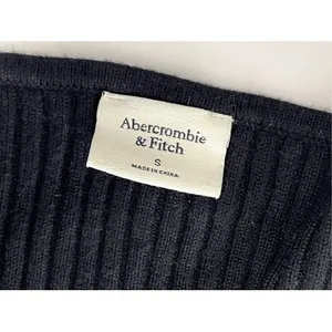 Abercrombie & Fitch Twist Front Ribbed Tank Sweater Cropped Black SMALL Y2k SALE thumbnail 6