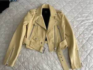 LTH JKT butter yellow biker leather jacket thumbnail 4